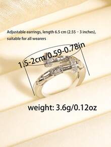 1pc Fashion Elegant 18K Gold Plated Round Cubic Zirconia Open Adjustable Ring For Women, Suitable For Daily/Holiday Occasions - Open Ring - View 9