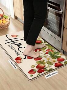 1/2pcs Diatomaceous Earth Mat, Vintage Strawberry Pattern, Super Absorbent, Non-Slip, Perfect For Bathroom, Kitchen And Dining Room, Quick Drying, Ideal Home Decor And Bathroom Mat Gift, Holiday Gift! - Multicolor - View 18