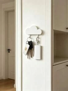 1pc Cloud HOME Wall-Mounted Key Holder, Entryway Hook Storage Rack, Key Hook Decor, No Drilling, Home Living Room Decoration - Multicolor - View 5