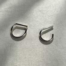 Asymmetric Ear Studs Cartilage Studs Helix Studs Demon Studs Punk Unisex Non-Fading Silver Piercing Jewelry Suitable For Halloween Christmas And Daily Wear - Silver - View 4