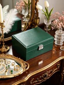 1pc Double Layer Large Capacity Jewelry Box, Portable Travel Jewelry Box, Gift Leather Jewelry Storage Box, Exquisite Display Packaging Storage Container, Jewelry Earrings, Necklace, Bracelet, Pendant Storage Display Box. - Multicolor - View 7