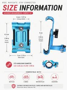 1pc Aluminum Alloy Phone Holder, Rotatable Handlebar Phone Mount For Cycling Navigation, Cycling Gear - Multicolor - View 4