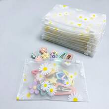 Gift For Her / Him, 30Pcs Daisy‑Pattern Frosted Plastic Zipper Bags, Reusable Clear Storage Pouches For Cosmetics, Jewelry, Hair Accessories, Office Supplies, Crafts & Stationery Organization - Daisy Frosted Zipper Pouch - View 2
