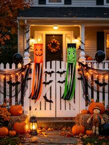 Halloween Wind Vane Hanging Ghost Wind Sock, Scary Ghost Decoration, Ghost Wind Direction Indicator, Holiday Yard Outdoor Decor, Polyester Wind Sock Flag, Suitable For Halloween Yard Decoration And Holiday Celebration, Halloween Gift - Multicolor - View 1