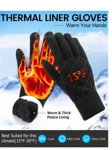 1 Pair Winter Gloves For Women Touchscreen Elastic Thermal Knit Lining Warm Gloves For Cold Weather, Gifts For Christmas - Multicolor - View 4