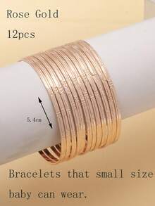 12 buah Gelang Tipis Berkilau Indah dengan Desain Unik, Elegan, dan Chic, Motif Bunga Terukir, Dapat Ditumpuk - MultiWarna - View 8