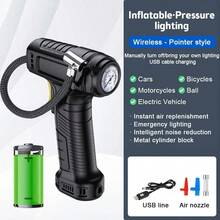 150PSI Fast Car Tire Inflator, Portable Air Compressor Tire Inflator - Equipped With LED Light, Pressure Gauge And One-Key Smart Wireless Design - Suitable For Cars, Motorcycles, Bicycles And Sports Balls, Inflation Speed Increased 3 Times - Wireless - View 12