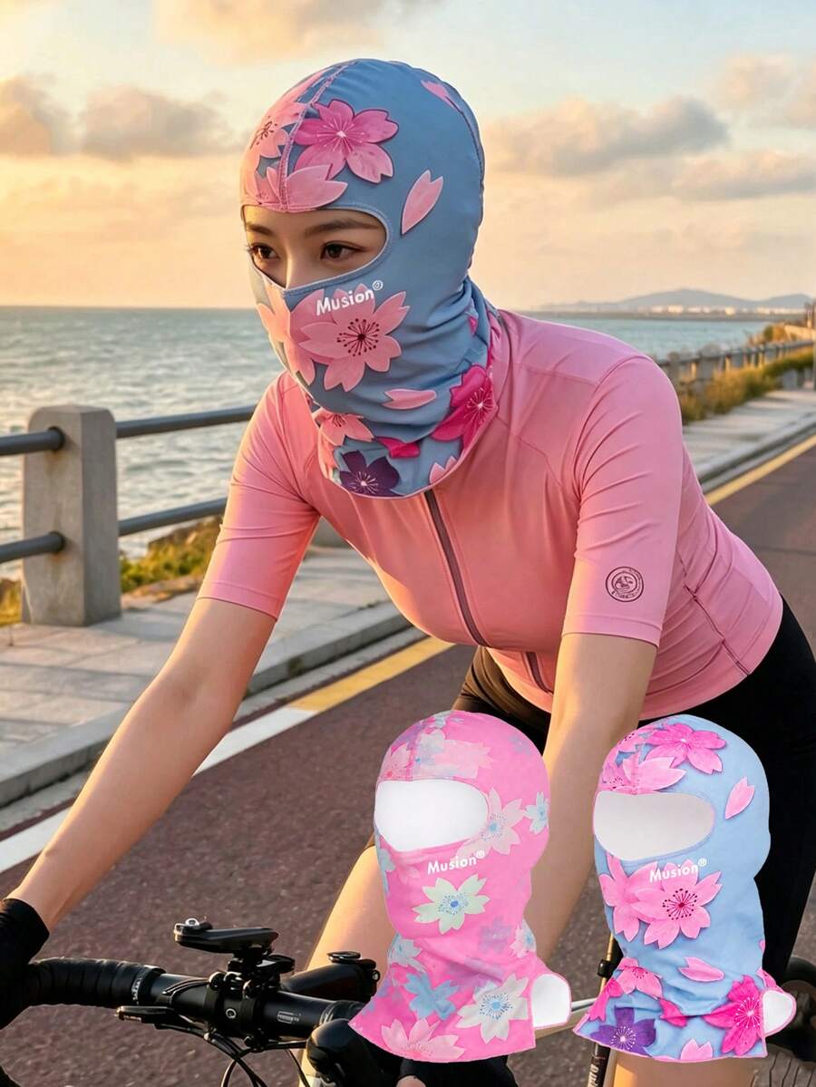 Musion 1/2 buah Balaclava Wanita Motif Bunga, Penutup Kepala Penuh dengan Pola Bunga yang Indah, Ringan, Cepat Kering, Bernapas, dan Elastis, Cocok untuk Bersepeda, Sepeda Motor, dan Aktivitas Luar Ruangan - MultiWarna - View 1