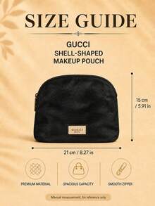 Gucci 貝殼造型化妝包,21*15cm,1件,柔軟布料大容量,適合旅行與日常使用,可收納各種化妝配件 - 黑色 - 查看 4