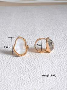 1pc Abalone Shell White Shell Minimalist Metal Elegant Personalized Ring For Women Daily Wear - Geometric Shape - View 4