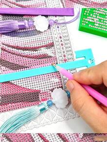1pc Diamond Painting Positioning Ruler, Tassel Bookmark, Diamond Canvas Storage, Fixed Release Paper, Essential DIY Tools For Diamond Painting, Perfect Gift For Family And Friends On Holidays - Sets - View 3