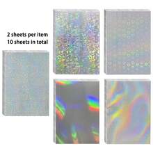 5/10 Sheets A4 Holographic Laser Self-Adhesive Cold Laminating Film Set, Multiple Vibrant Rainbow Glitter Laser Craft Paper, 5 Laser Pattern Designs, Bright And Transparent Colors, Flexible And Easy To Cut, Suitable For DIY Crafts, Scrapbooking, Card Making, Gift Wrapping, Children's Art Projects, Meeting Various Creative Handmade Decoration Needs - View 12