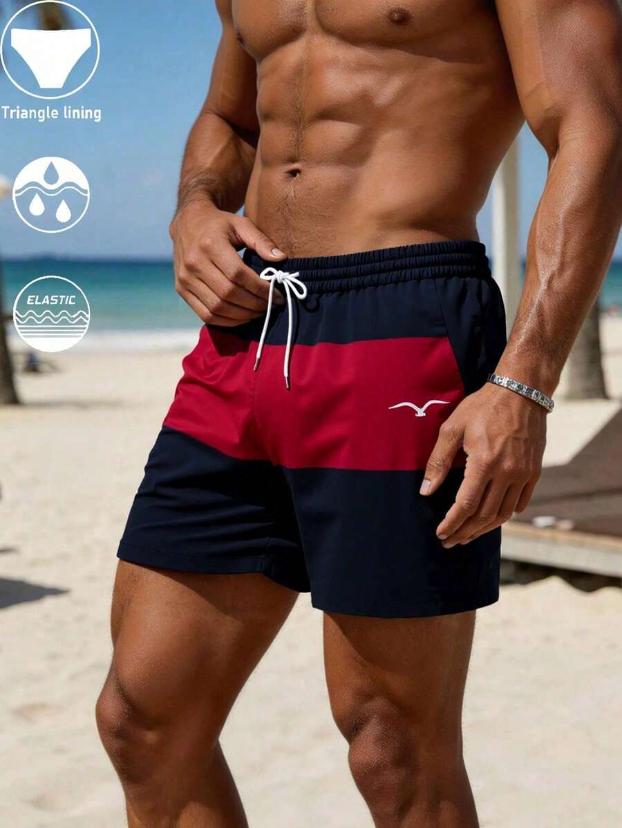 男士夏季沙灘短褲泳褲，三角內褲內襯款，泳池裝備