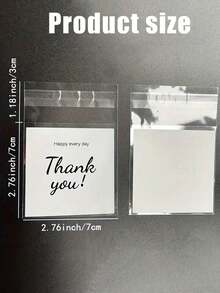 100pcs/50pcs, Multiple Sizes And Specifications, Translucent, Happy Every Day, Thank You Letter Bags, Jewelry Necklace, Earrings, Small Items Storage Bags, Self-Adhesive Sealing Bags, Dust-Proof, Wear-Resistant, Anti-Oxidation Packaging OPP Bags, Suitable For Daily Gatherings And Home Use - White - View 4