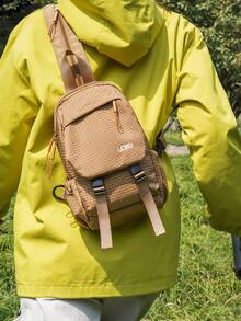 New Multifunctional Outdoor Backpack, Lightweight Plaid Backpack, Casual Travel Bag, Chest Bag - Khaki - View 1