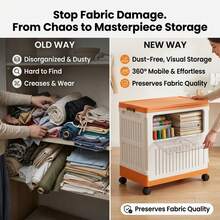 Mobile Office Storage Cabinet On Wheels; Storage Box For Silk Fabrics; Foldable Organizer Bin With A Lid And Dual-Opening Access; Premium Dust-Proof Fabric Storage Unit For High-End Studios, Designed To Protect Luxury Fabrics And Finished Garments - Upgraded Fabric Storage Box - View 10