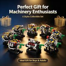 600pcs Engine Building Block Model, Mechanical Engineering Construction Blocks, Collectible Model Gift For Block Enthusiasts, Suitable As Home Decor And Birthday Gift, Halloween, Christmas Gift - Multicolor - View 6