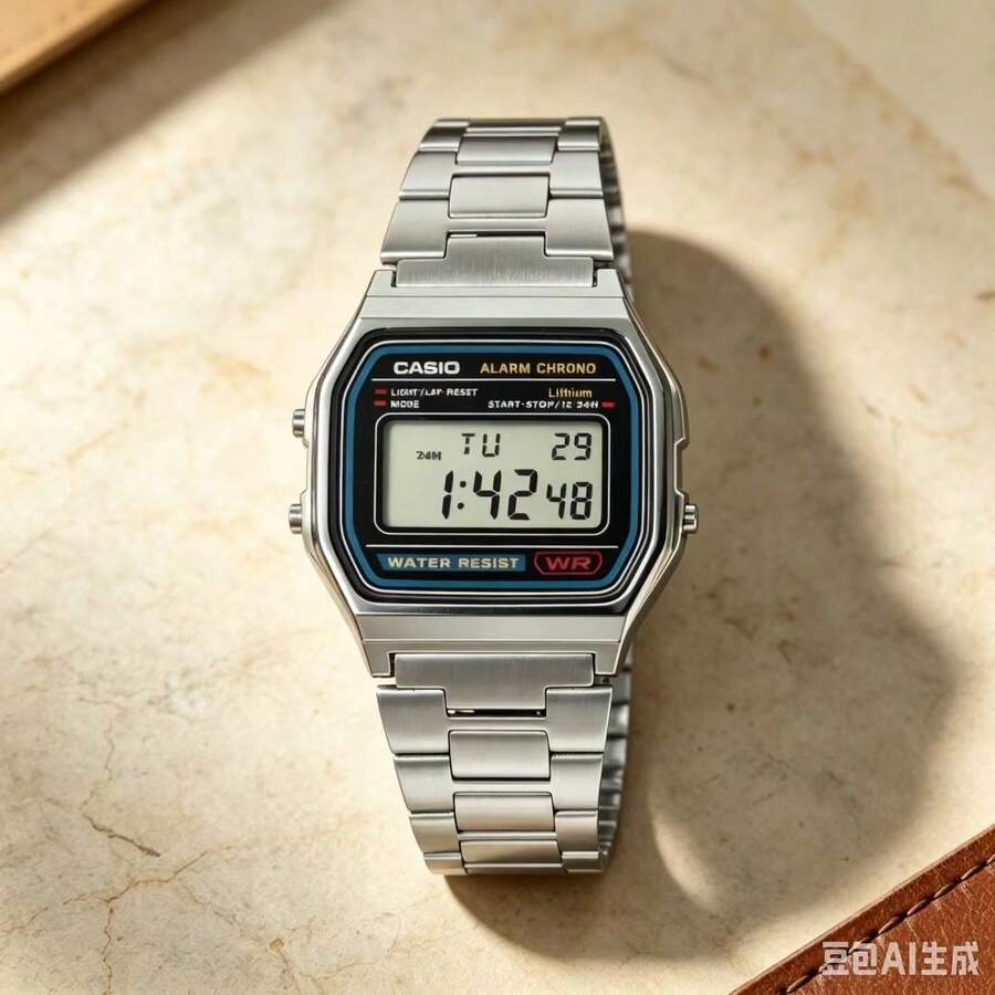 Casio Waterproof Classic Retro Silver Small Square Quartz Movement Steel Band Watch - Silver - View 1