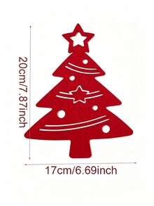 24pcs Set/Christmas Tree Cutlery Holder, Felt Christmas Tree Fork Pouch, With Hollow-Out Five-Pointed Star Embellishments, Holiday Party Table Decoration Supplies Set, Suitable For Home Dining Table Decor - Christmas Tree Placemat - View 5