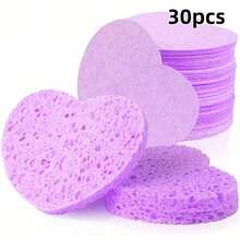 20/30/50PCS Heart-Shaped Compressed Facial Cleansing Sponges, Soft Face Wash Pads For Makeup Removal, Gentle Exfoliating & Daily Skincare, Multiple Colors - Multicolor - View 19