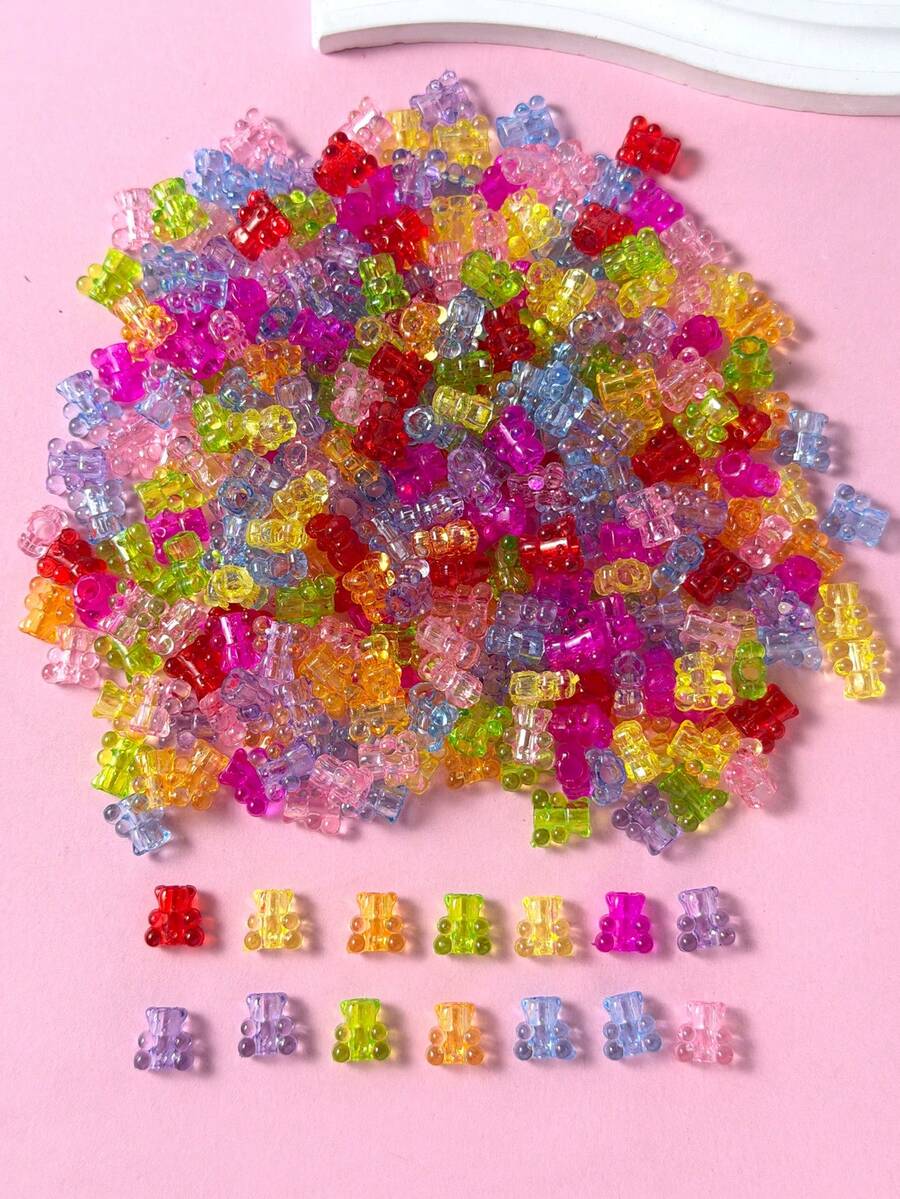 200pcs Cute Bear Large Hole Beads Accessories (Random Color) - Multicolor - View 1