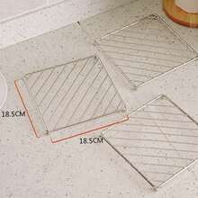 3pcs Stainless Steel Kitchen Heat Insulation Pads - Iron Electroplated Craft, Anti-Scald Cooling Rack, Square Tray, Used To Protect Hot Plates And Stove Tops, Stove Countertop Protection Mat, Easy To Hang, Can Insulate/Drain Water/Grill Rack/Kitchen Tool, Multi-Purpose Kitchen Essential - View 5