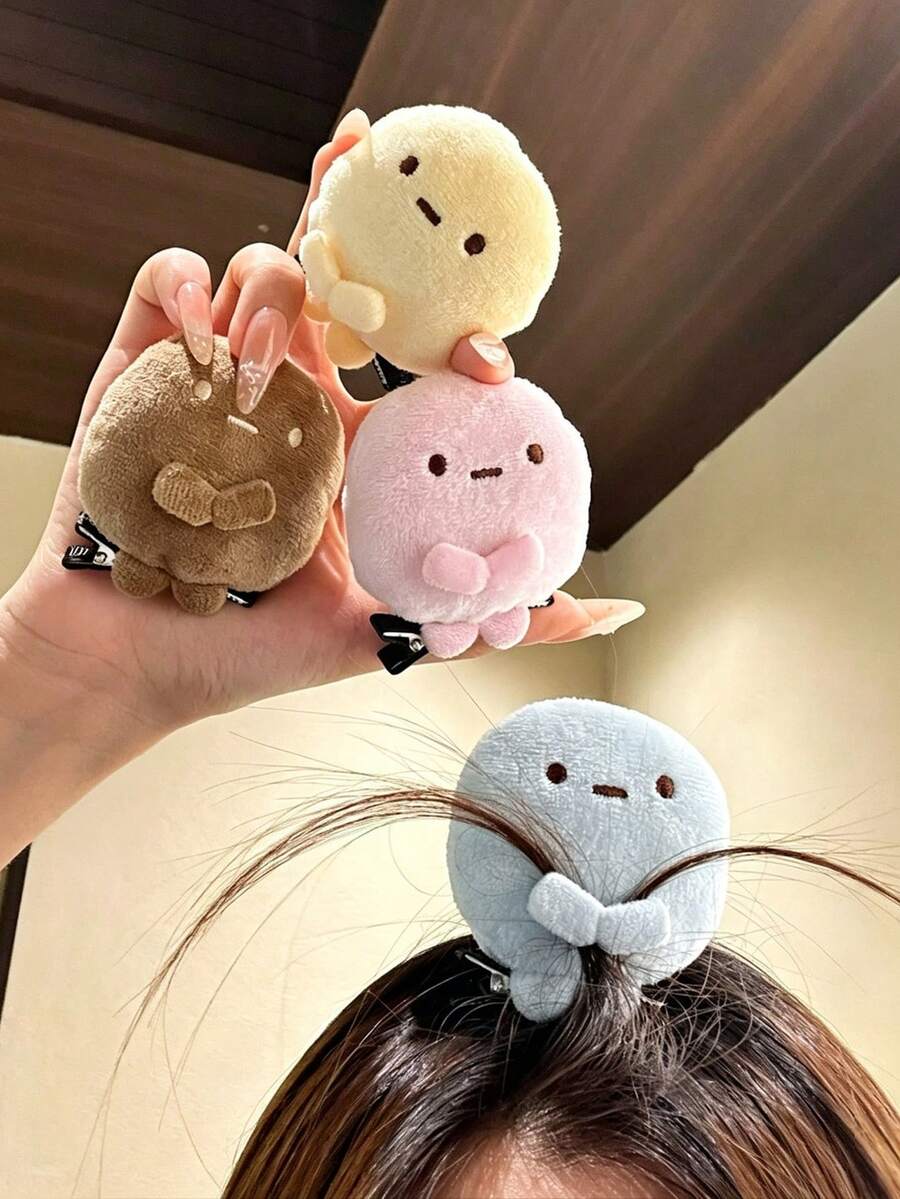 1 buah/4 buah Jepit Rambut Bentuk Hewan Lucu di Sudut, Jepit Rambut Bulat 4 Warna, Aksesori Rambut Manis Gaya Menenangkan untuk Wanita - MultiWarna - View 1