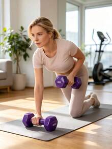 Two Dip‑Coated Dumbbells Are Available In Multiple Weights. They Are Anti‑Rolling, Non‑Slip And Drop‑Resistant. Ideal For Working Out Your Arms, Back And Legs To Meet Home Strength‑Training Needs. - Random Color - View 2