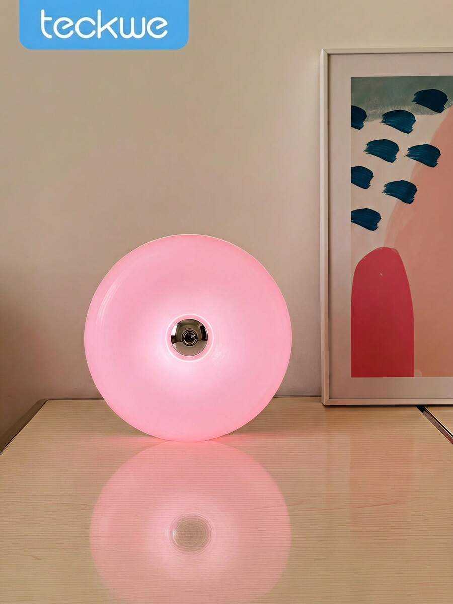 Teckwe Donut Rechargeable LED Table Lamp & Wall Lamp, Cordless Touch Control 3 Color Modes Dimmable Bedside Ambient Light, Cute Decor Desk Lamp For Bedroom Home Decor - multicolor - View 1