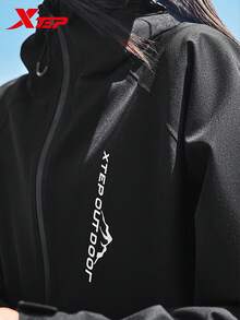 XTEP Wing Assault Jacket | New Autumn Outdoor Water-Repellent Hiking Couple Jacket For Men And Women, Solid Black - True Black - View 4