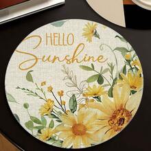 1/4/6pcs Autumn Collection Sun & Sunflower Hand-Painted Pattern Placemats, Suitable For Home Kitchen, Made Of Polyester Fiber, Kitchen Table Decoration, And Party Scene Decoration - Multicolor - View 7
