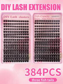 Special Offer Multi-Box Set (1/2/3 Boxes, 384 Clusters) - D Curl Large Capacity Eyelash Tray, Premium Quality Low Price, New DIY Eyelashes, Fluffy Soft 3D Faux Mink False Eyelashes, Lightweight And Comfortable, Suitable For DIY Lash Extension Makeup Effect - D - View 4
