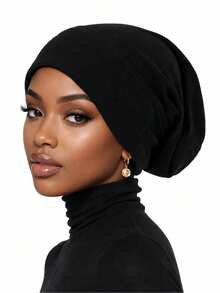 1/2 piezas Gorro interior elástico suave para mujer, turbante gorro de unicolor, envoltorio de cabeza transpirable y ligero, gorro para dormir, uso diario - color - Ver 3