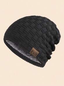 MAKEFGE 1pc Unisex Outdoor Casual Fashion Warm Personalized Streetwear Autumn/Winter Thermal Lined Thick Knit Beanie Hat Suitable For Daily Wear - F & S Standard - View 13