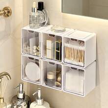 Wall-Mounted Drawer Storage Box & Bathroom Cosmetic Organizer, No-Drill Installation, Transparent Home Storage Unit, Suitable For Bathroom, Bedroom, Kitchen Or Living Room, Great Christmas Gift - Multicolor - View 2
