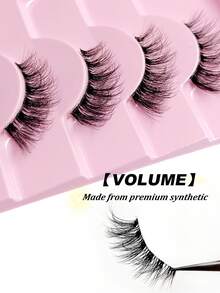 10 Pairs Half Lashes Natural Look Clear Band Soft Wispy Lashes For Daily Style Eye Makeup Fluffy Lashes Dating&Party&Music Festival&Travel Lashes - Black - View 6