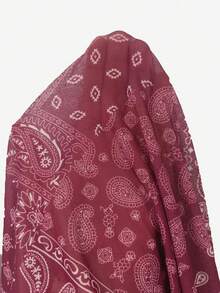 Rok Fashion Wanita Motif Kacang Mete dengan Pinggang Berkerut untuk Liburan - Merah - View 9