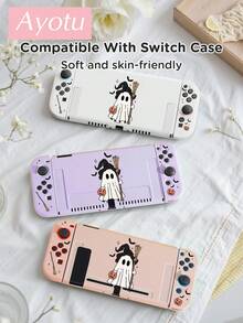 Ayotu Pumpkin & Bat & Ghost Theme Switch Protective Case, Compatible With New Switch 2 (2025)/Switch NS/Switch OLED, Can Be Used On Docking Station Without Removing Protective Case, Universal Game Controller Protective Cover, Switch Game Accessories, Anti-Drop Anti-Scratch, Halloween Theme & Birthday Gift. - View 9