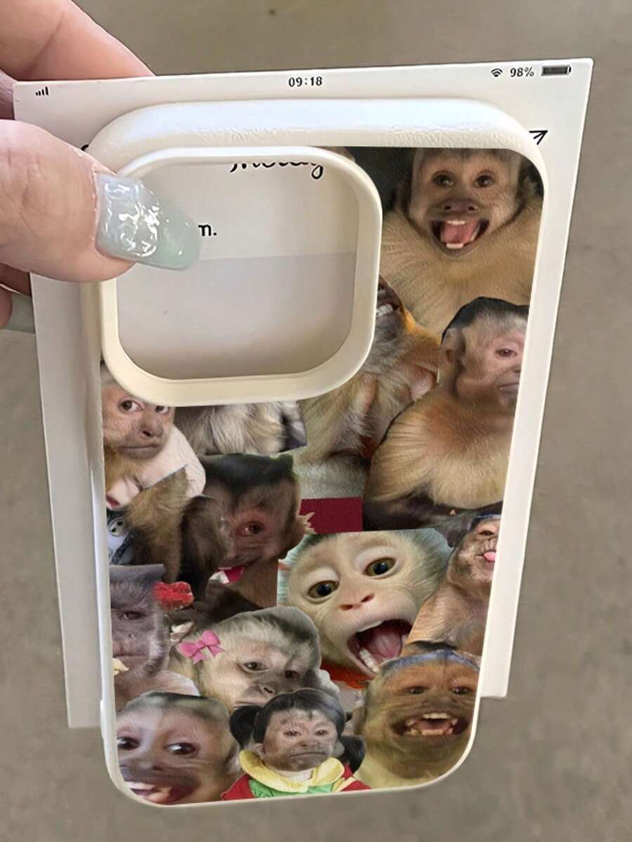 1件趣味猴子系列荔枝紋理 TPU 手機殼,適用於 Apple 18 17 16 15 14 13 12 11 Plus Pro Max 系列,個性化 - 多色4 - 查看 1