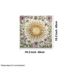 1pc Vintage Sun Bee Floral Tarot Cloth, Purple Wildflower Botanical Altar Tablecloth, Cottage Witch Divination Mat, Mystical Nature Spiritual Home Decor Tapestry - Black - View 5