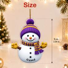 Custom Name Snowman Christmas Ornament, Personalized Knit Hat Snowman Tree Decor, Festive Winter Holiday Style, Customized Christmas Hanging Decoration, Customizable Name Wall Ornament, Christmas Home Decor, Holiday Keepsake Gift 2026, Christmas Gift - Style B - View 2
