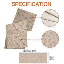 MEMNUN 1pc Minimalist Line Art Pumpkin & Maple Leaf Print Table Runner, Polyester Material, Light Brown Background With Line Maple Leaf Autumn Harvest Thanksgiving Long Table Decor Cloth, Printed Craft, Fall Decor, Table Decor, Home Decor, Kitchen Decor, Table Cloth Rectangle, Home Decor Living Room, Suitable For Daily Home Atmosphere Creation, Dining Table, Tabletop, Countertop Decoration, Home DIY And More - Multicolor - View 12