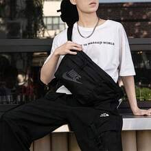 Nike Sportswear Classic Large Logo Zip-Close Messenger Bag Crossbody Waist Pack Unisex - Black - View 2