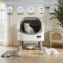 DEVOKO Self-Cleaning Automatic Cat Litter Box Open Design, 12L Large Waste Bin, Odor Reduction, Removable Washable Parts, Litter Trapping Mat, Suitable For Cats 1.5-10kg - White - View 4
