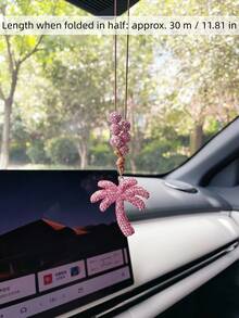 1PC Sparkling Rhinestone Soft Clay Coconut Tree Pendant Beaded Wax Rope Car Rearview Mirror Decorative Hanging Ornament - Multicolor - View 2