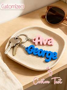 Personalized Name & Letter Keychain, Suitable For Weddings, Birthdays, Anniversaries, Graduations And Daily Casual Use, Luggage, Gym Bag, Shoulder Bag Exclusive Tag, Water Bottle & Backpack Accessory - Multicolor - View 1
