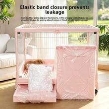 Pet Rabbit Cage Bottom Tray Elastic Film Cover, Rabbit Bird Guinea Pig Hamster Cage Toilet Tray Liner, Disposable Cleaning Supplies To Free Your Hands - White - View 12