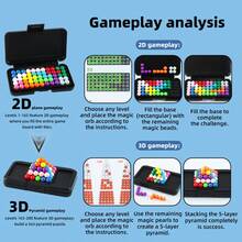 [Brain Upgrade]Smart Magic Beads 3D Puzzle | Geometric Physics Educational Toy | STEM Teaching Aid + Plastic Storage Box | Portable Stress Relief Desktop Toy - Multicolor - View 7