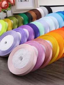 25 Yards/Roll 1cm Wide Satin Woven Ribbon, Gift Packaging Cake Packaging Material Bow Ribbon, Valentine's Day - Multicolor - View 1