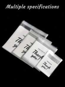 100pcs/50pcs, Multiple Sizes And Specifications, Translucent, Happy Every Day, Thank You Letter Bags, Jewelry Necklace, Earrings, Small Items Storage Bags, Self-Adhesive Sealing Bags, Dust-Proof, Wear-Resistant, Anti-Oxidation Packaging OPP Bags, Suitable For Daily Gatherings And Home Use - White - View 2